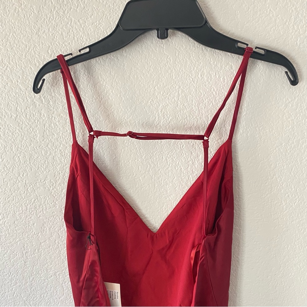 Superdown || NWOT || Nicole Open Back Red Satin Dress - Picture 9 of 10